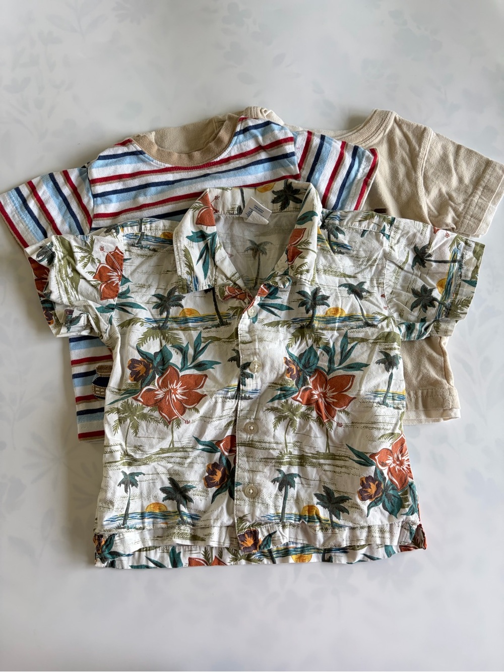 Bundle of Baby Boy Tops Size 12 Months Old Navy Stripes Hawaiian Shirt Pirate